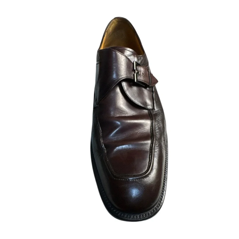 A. Taghi Monk Strap‎ Dress Shoes Brown Leather Mens 11.5 Buckle Preowned